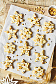 Shortbread star cookies with sugar decorations