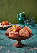 Apple fritter donuts with granulated sugar