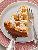 Lattice apple tart with confectionary sugar
