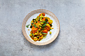 Turmeric medley made with carrots, potatoes and courgettes