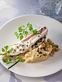Sole fillets with truffle puree