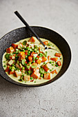 Sweet potato and pea curry with coconut milk