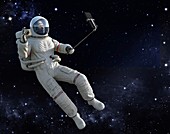 Spaceman taking a selfie, illustration