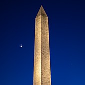 Saturn-Jupiter conjunction and the Washington Monument, USA