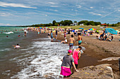 Beachgoers, Lake Michigan, USA