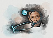 Doctor and stethoscope, composite image