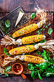 Corn on the cobs with herb butter