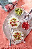 Creme Libanaise with pistachios and pomegranate