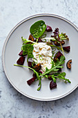 Roasted beetroots with burrata and pickled walnuts