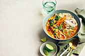 Spicy coconut chicken noodle soup