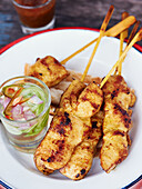 Chicken skewers with yellow curry