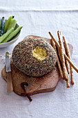 Comte cheese ball with curry and poppy seed