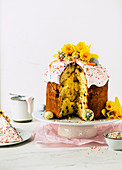 Easter paska cake with rose frosting