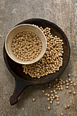 Chickpeas dry and soaking in water