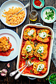 Peppers stuffed with lentils and feta