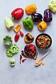 Baked and marinated peppers