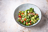Avocado, cilantro, tomato, cucumber and sugar snap salad