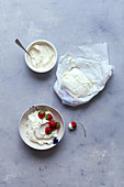 Mascarpone and whipped cream with strawberries