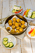 Millet balls with grainy cream cheese and vegetables