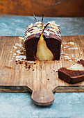 Hidden pear and chocolate cake