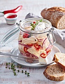 Marinated camembert cheese with chilli