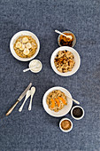 Porridge variations with different fruits