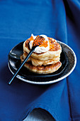 Blinis with crème fraîche and trout caviar