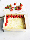 Poppy seed sponge cake with strawberries
