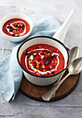 Beetroot and carrot creamy soup