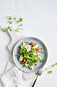 Fitness salad with purslane and feta cheese