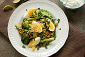 Curried vegetable with quinoa and boiled eggs