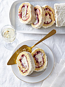 Coconut roll with cherry jam