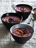 Creamy soup prepared from red cabbage