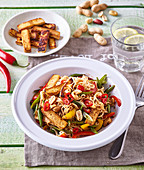 Marinated tofu with Chinese noodles and chili