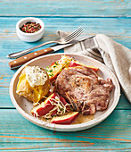 Pork cutlet with apple and horseradish