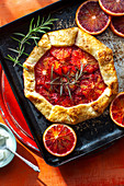 Galette with blood oranges and rosemary