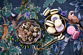 Macaroons and quail's eggs