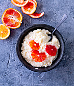 Rice pudding with blood orange