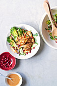 Chicken satay salad with gem lettuce hearts