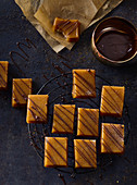 Vanilla toffee candies with chocolate