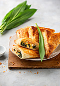Wild garlic pastries with egg