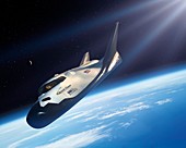 Dream Chaser Cargo System in flight, illustration