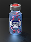 Coronavirus vaccine phial, conceptual illustration