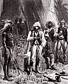 Rubber prospectors, 19th century illustration