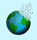 Earth disintegrating, illustration