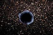 Black hole in globular cluster, illustration