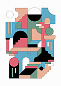 Doors and stairs, abstract illustration