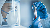 Scientist holding a test tube in a laboratory