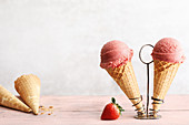 Vegan rhubarb and strawberry ice cream