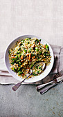 Asparagus, saffron and almond pilaf